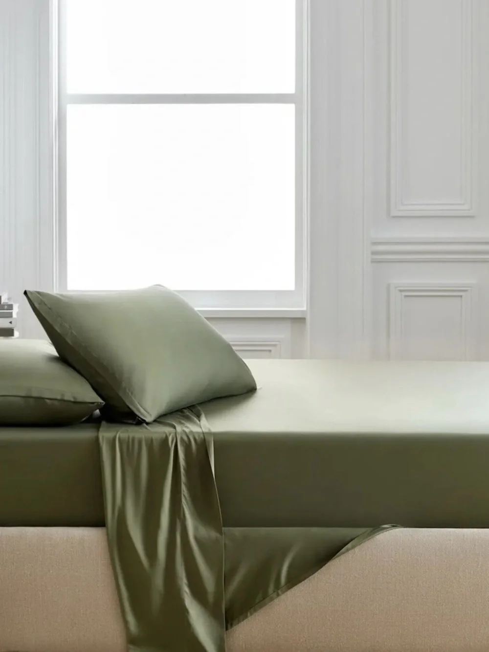 Quince Organic 4 Piece Bamboo Sheet Set, King (Olive)